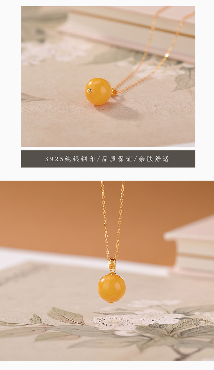 Mặt dây chuyền bạc S925 mạ vàng hình đồng xu họa tiết hình học đơn giản — Mẫu Lapis Lazuli (không bao gồm dây chuyền) chi tiết 6