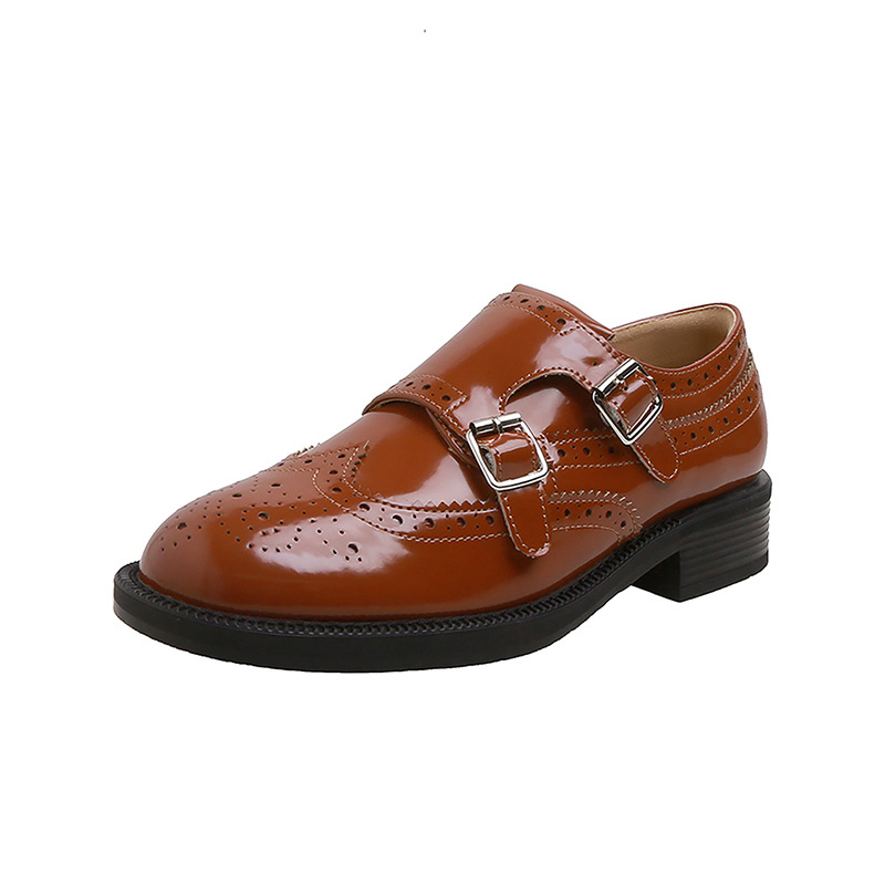 Zapatos Estilo Brogue para Mujer de Microfibra y Caucho con Tacón Grueso y Cierre de Hebilla para Uso Diario image 7