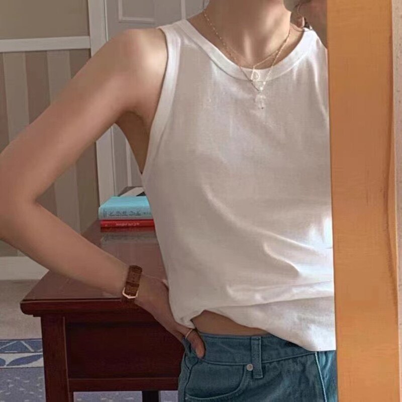 Chlee Korean Purchasing Agent Dongdaemun Mini Vest Round Neck Sleeveless Vest Base Layer