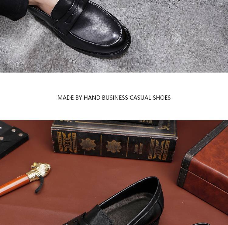 Neue waschen vintage pferd leder schuhe eine slip-auf bean schuhe herren schuhe licht luxus high-end gerade leder schuhe leder laufsohle_voghion.com