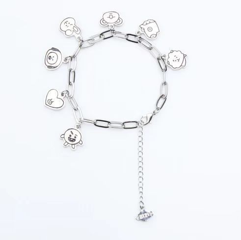 Cross-Border European and American Jewelry 925 Silver Stylish Pendant Bracelet for Women Multi-Element Fashion Simple Jewelry