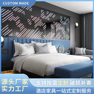 Wow Customized Hotel Standard Bed Solid Wood Frame Soft Package High Density Sponge Hotel Furniture 18mm Particle Plate