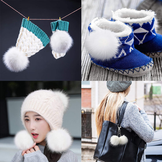 in stock wholesale real fox fur ball clothing bags pendant bag key chain accessories large real fur ball