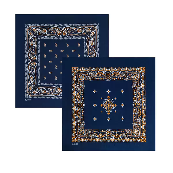 Navy Blue Cotton Retro Paisley Cashew Flower Square Scarf Hip-hop Sports Riding Scarf Factory Spot