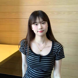 港风chic正肩复古灰色镂空Kitty短袖t恤女夏季超好看修身百搭上衣