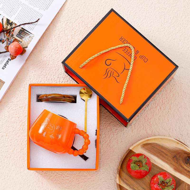 Caja de regalo de tazas de temperatura constante, tazas cálidas de dibujos animados, tazas de cerámica, logotipo personalizado, regalos de alta calidad