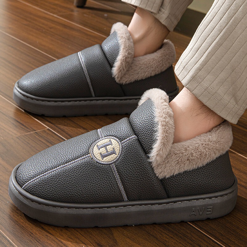 Extra Large Size Cotton Slippers Men's Autumn and Winter Indoor and Outdoor fleece-lined Warm Non-Slip Bag Heel Shoes Extra Large Size Cotton Slippers Men's Autumn and Winter Indoor and Outdoor fleece-lined Warm Non-Slip Bag Heel Shoes