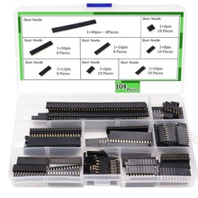 104件2.54MM母针头插座连接器条组合套件 直单排PCB板针接头4-40P