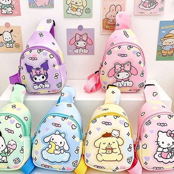 2025 Spring New Children's Bag, Ins Korean Style Summer Cartoon Chest Bag, Lightweight, Fashionable, Portable Crossbody Bag for Boys and Girls