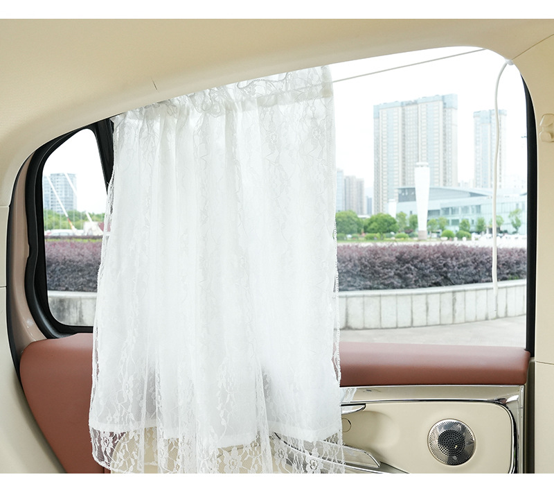 Lace Double-Layer Car Curtains, Baby Sun Protection and Heat Insulation Car Sunshades, Hanging Car Privacy Curtains