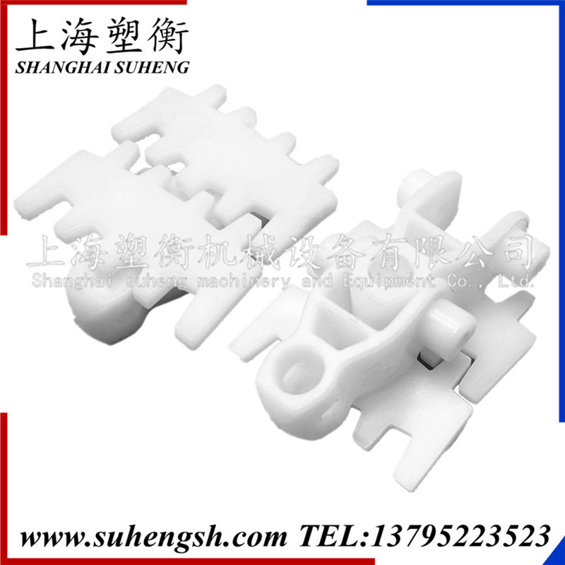 51齿形柔性链塑料平板链 50转弯塑钢链板白色齿形链柔性链输送机