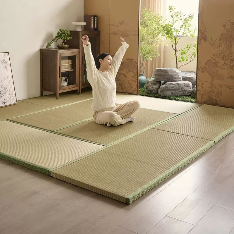 天然绿边蔺草席榻榻米防潮吸湿青草香拼接茶室日料店座垫榻榻米