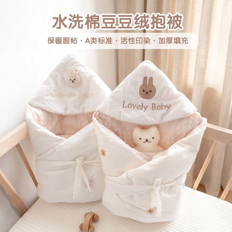Baby Blanket Autumn and Winter Style Pure Cotton Class a Newborn Swaddle Wrap Thickened Blanket for Outdoor Use All-Season Universal