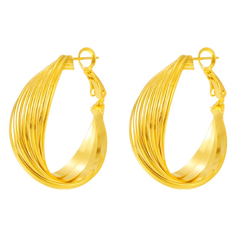 2023 nuevos pendientes de las mujeres Mobius anillo imitación oro multi-capa pendientes Cruz diseño online pendientes populares