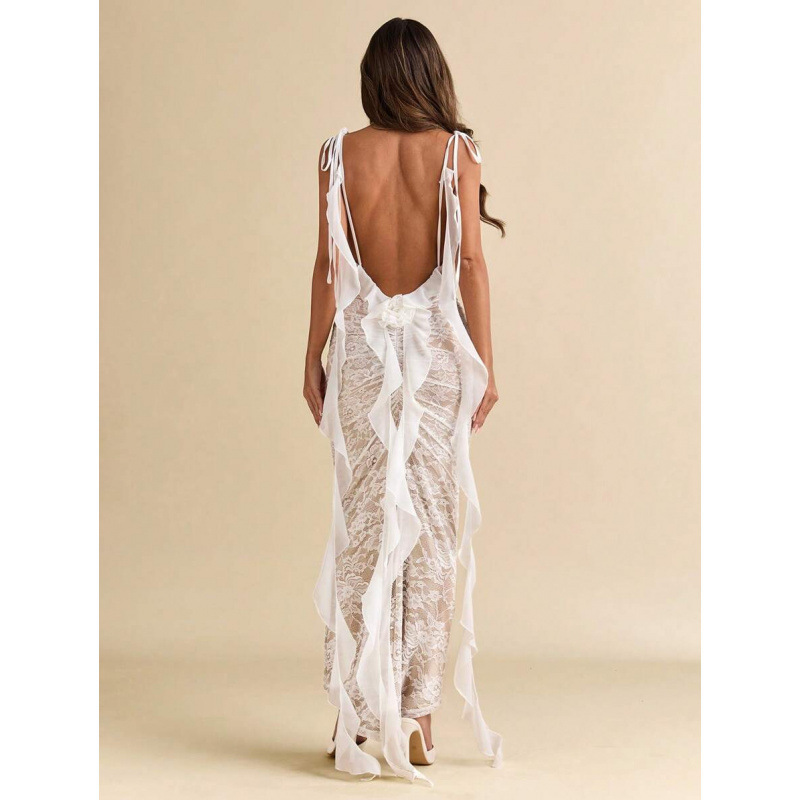 K 73231 Cami Backless Train Midi Dress Suspender Backless Long Dress with Train K 73231 Cami Backless Train Midi Dress Suspender Backless Long Dress with Train