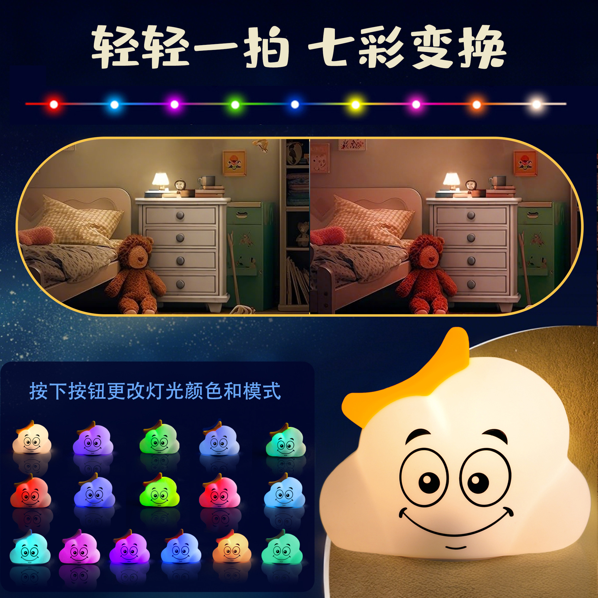 Nueva luz nocturna de silicona de nube transfronteriza