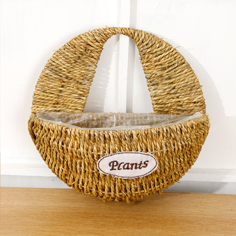 Cestas de flores de paja colgadas en la pared decoración del hogar colgadas en el caña tejido de paja colgadas en la pared cestas de flores colgadas en la pared cestas de flores colgadas en la maceta colgadas en la pared