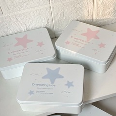 インズピクセルスタイルスターテキスト高価値ブリキ箱小型カード収納ボックス学生デスクトップ整理紙ストリップ収納ボックス