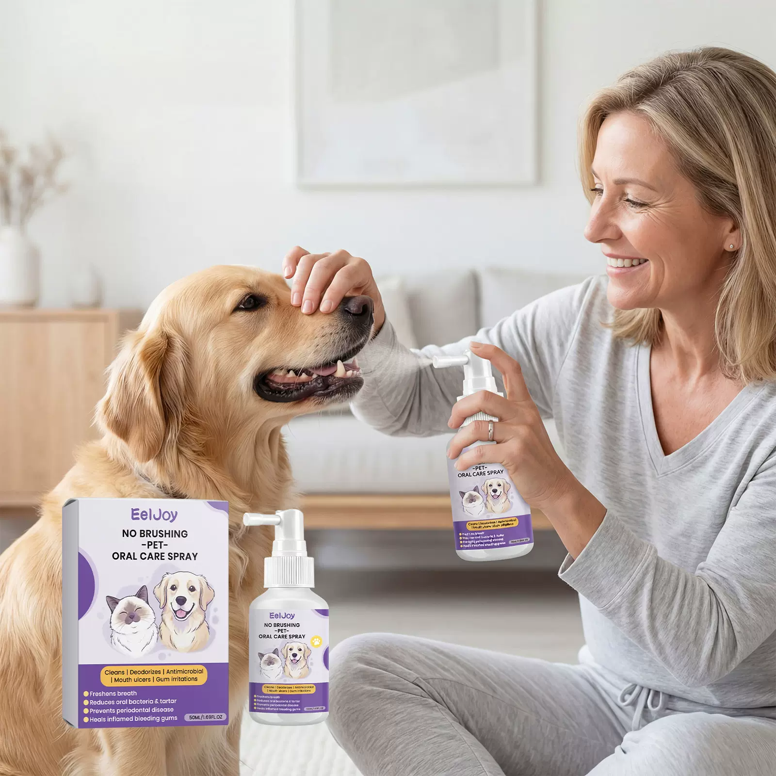 EELJOY 宠物口腔护理喷雾 猫狗清新口气日常宠物口腔适用护理喷雾