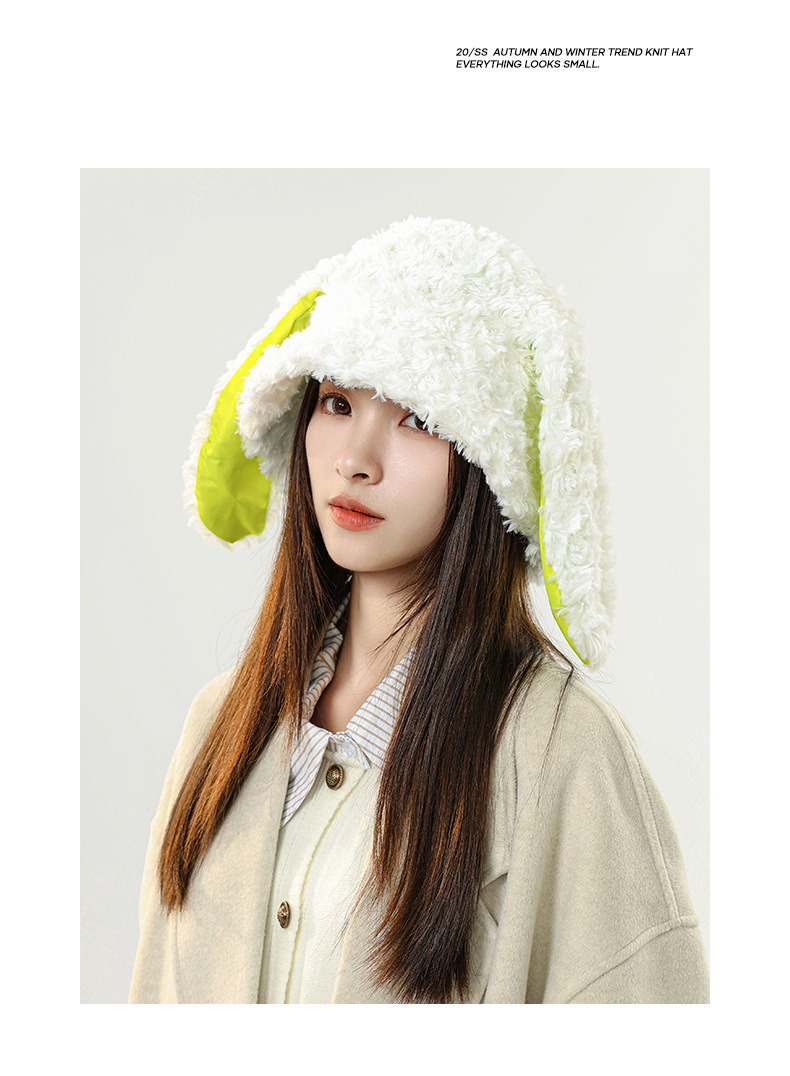 Nuovo cappello da coniglio carino e dolce di vendita caldo, mantieni caldo e obbediente, cappello da bacino per orecchie di coniglio, cappello da pescatore in peluche con orecchio lungo, bambini_voghion.com