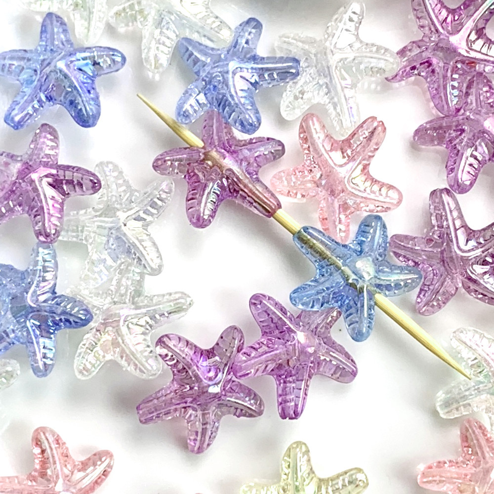 Acrílico transparente chapado en color estrella de mar con cuentas llavero de joyería de bricolaje cadena de teléfono móvil accesorios para el cabello hechos a mano