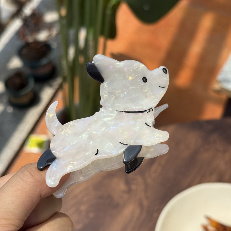 新しい子犬楽しい酢酸クリップテディコーギー漫画動物ヘアクリップダックスフント後頭部サメクリップ|undefined