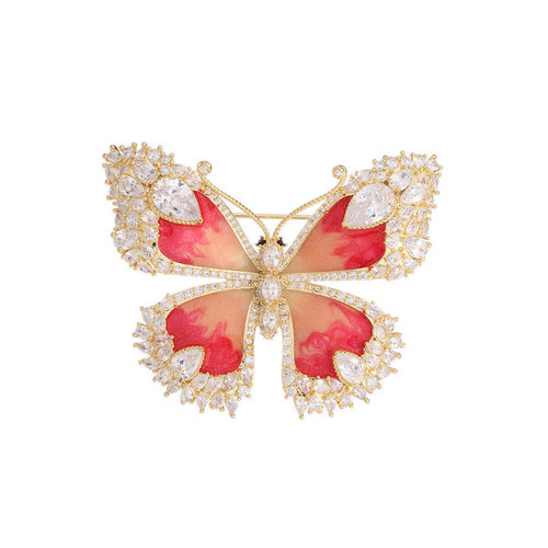New retro elegant temperament corsage women's autumn and winter dress cheongsam with enamel pin buckle dripping oil butterfly brooch