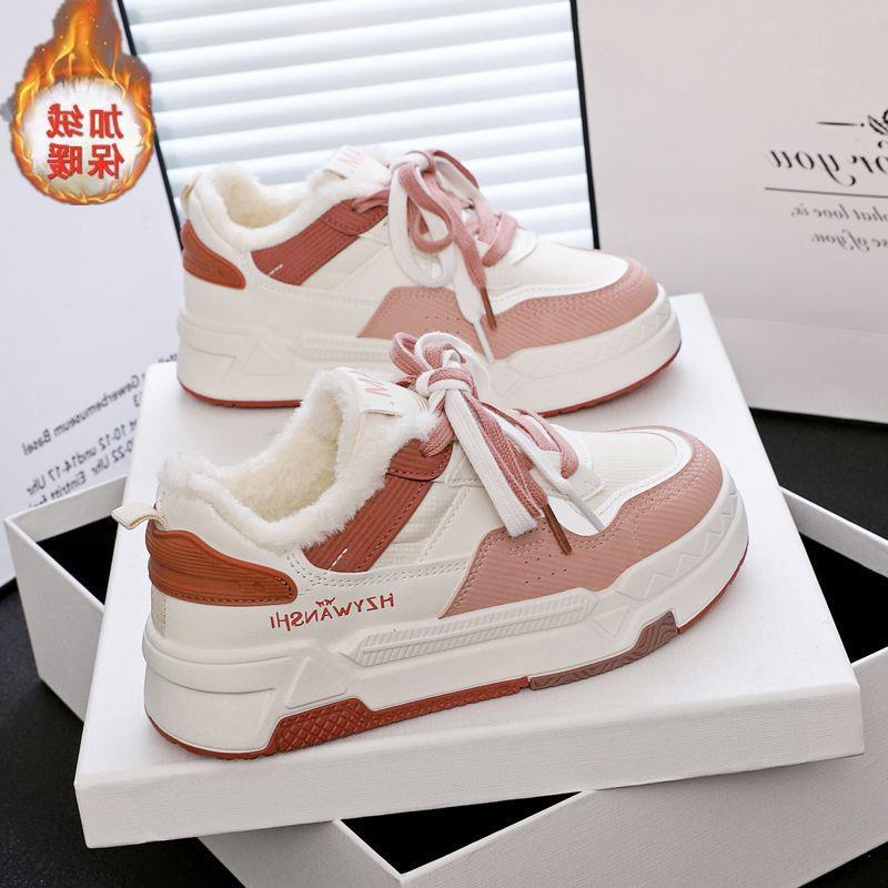 2024冬季加绒新款韩版ins小白鞋女学生保暖运动鞋休闲厚