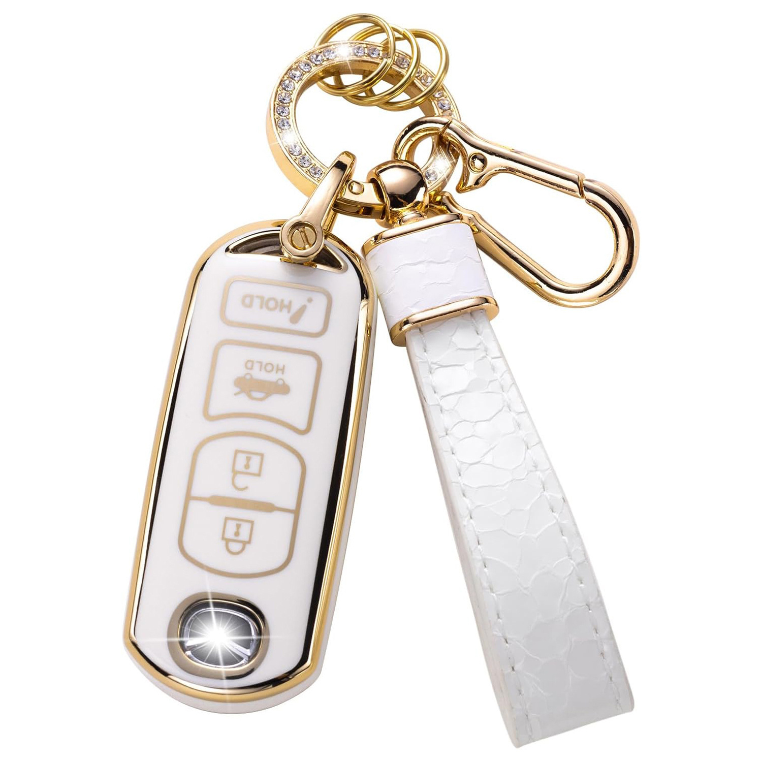 Cross-Border Hot-Selling Gold Edge Key Cover Pendant Car Key Bag Stone Pattern Keychain Amazon Hot Sale Wholesale