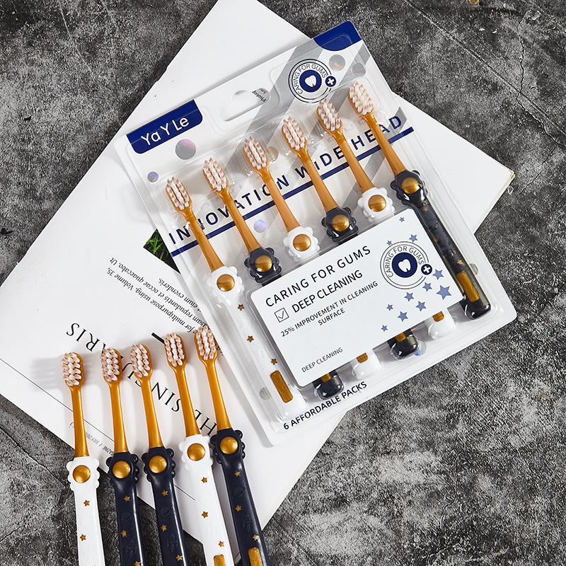 Wholesale Pack of 6 Children's Toothbrushes, Same Model as Supermarket, for Home Use, Ultra-Soft Bristles, Premium Children's Toothbrushes for Ages 6 to 12