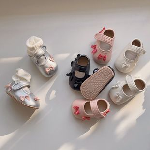 Korean Spring New 0-2 Year Old Baby Toddler Shoes Bow Velcro Non-slip Soft Sole Shoes Stykin' Princess Shoes