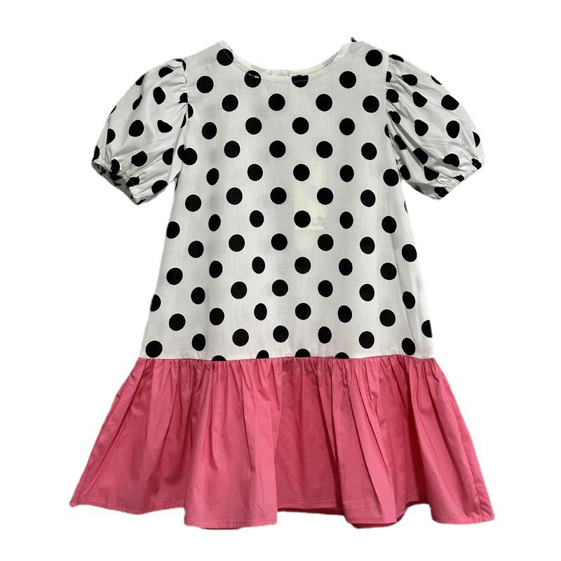 Vestido de niña para el verano 2024, nuevo estilo, para niñas grandes, de algodón puro, estilo princesa, moderno y elegante, con diseño de patchwork, de manga corta, para el verano.