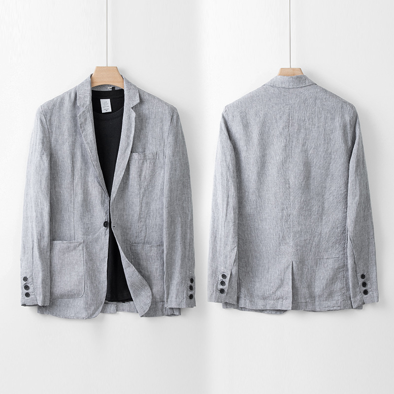 Nuevo traje de lino chaqueta casual suelta de los hombres más tamaño un botón traje de fábrica de los hombres entrega de una pieza 058