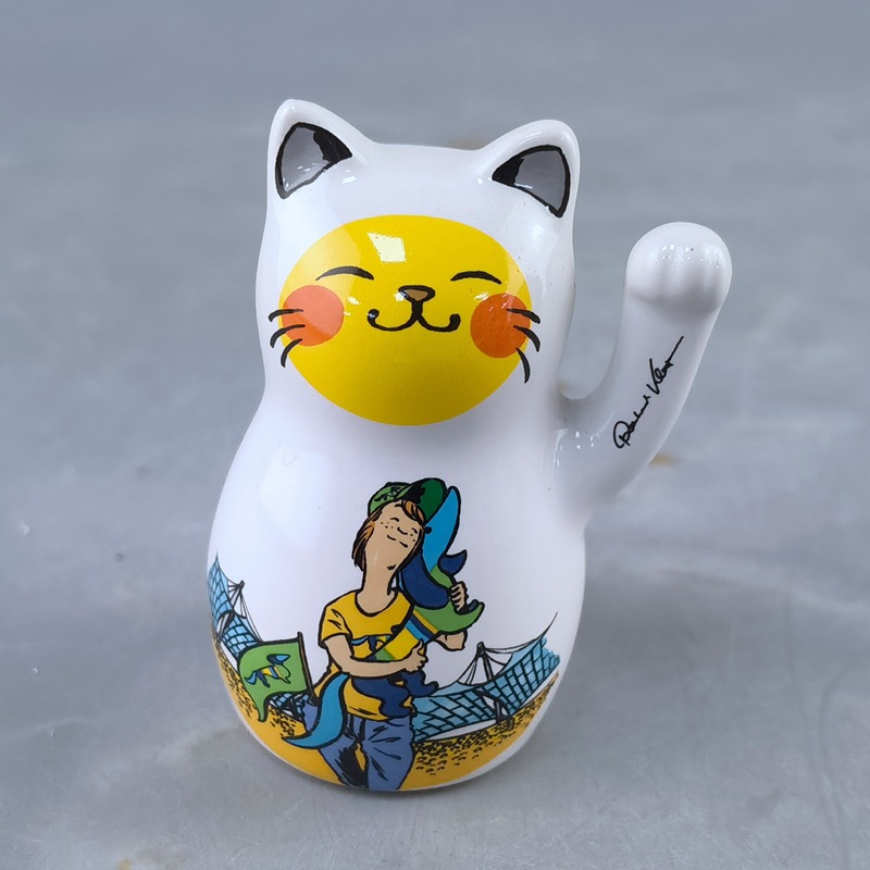 estilo japonés para atraer la riqueza de los gatos cerámicos para curar pequeños adornos de comestibles para gatos para atraer la riqueza de los adornos de automóviles para el hogar flores para mascotas