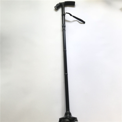 Folding aluminum alloy crutches with lights, four-legged crutches for the elderly, multifunctional telescopic four-corner crutches