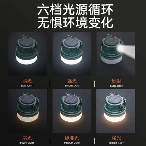 Outdoor camping lights, ultra-long battery life, strong light for stalls, portable solar lights, rechargeable lighting, camp lights wholesale