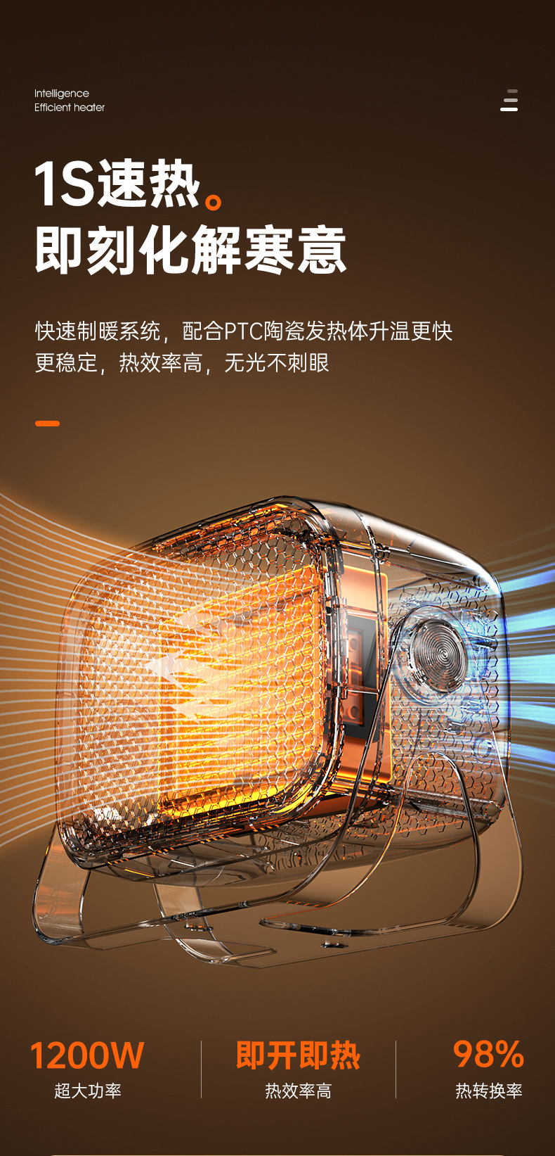 PTC发热电暖器小型学生宿舍办公室礼品桌面暖风机取暖器家用跨境
