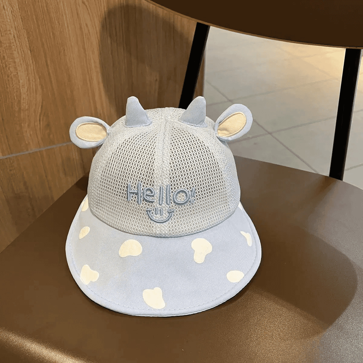 Blue -- Hello large brimmed mesh baseball cap