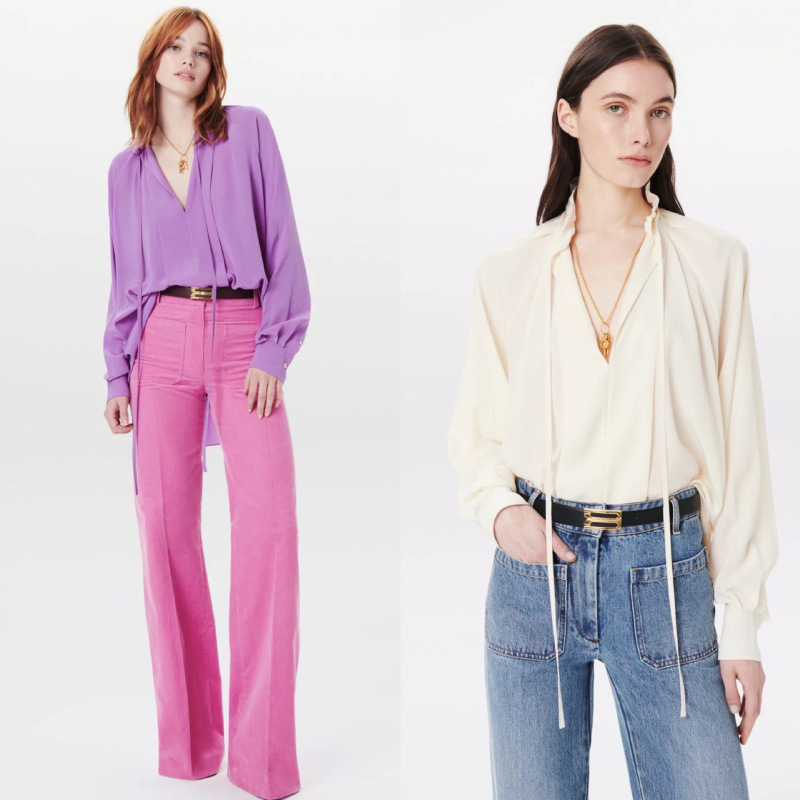 (New Store Benefits)【Clearance 95% Off】Romantic Casual Dual-Wear Lace-Up Collared High-Twist Toray Silk Shirt