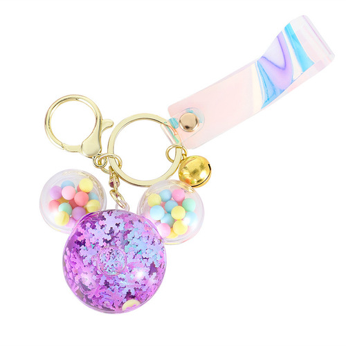 Acrylic Mickey head wish bottle keychain oil pendant quicksand bottle key chain bag pendant wholesale small gift