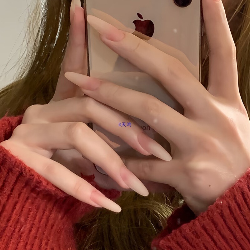 Handmade Nude Manicure Wearable Nails Medium Long Almond Nails 2025 New Style Summer Nail Patch