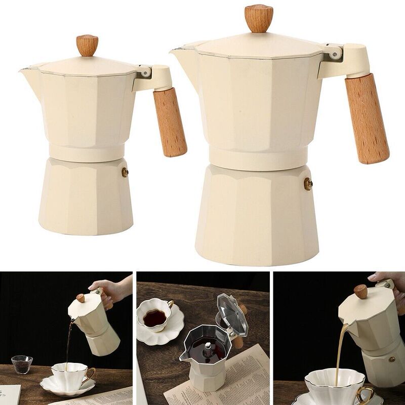 Cross-border household mocha coffee pot Italian aluminum octagonal pot coffee cup electric stove heating coffee maker suit