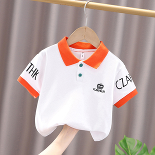 Boys' Short-Sleeved T-Shirt 2025 Summer New Style Kidsren's Polo Shirt Kidsren's Lapel Top Baby Color Matching Half-Sleeved Trendy