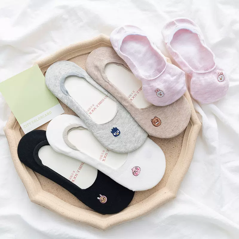 船袜女夏季薄款可爱日系动物卡通刺绣浅口透气隐形短袜批发ins潮