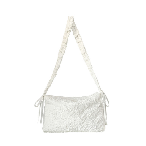 Bags for women  new Japanese style ins pleated flower canvas bag solid color simple one-shoulder crossbody bag school bag