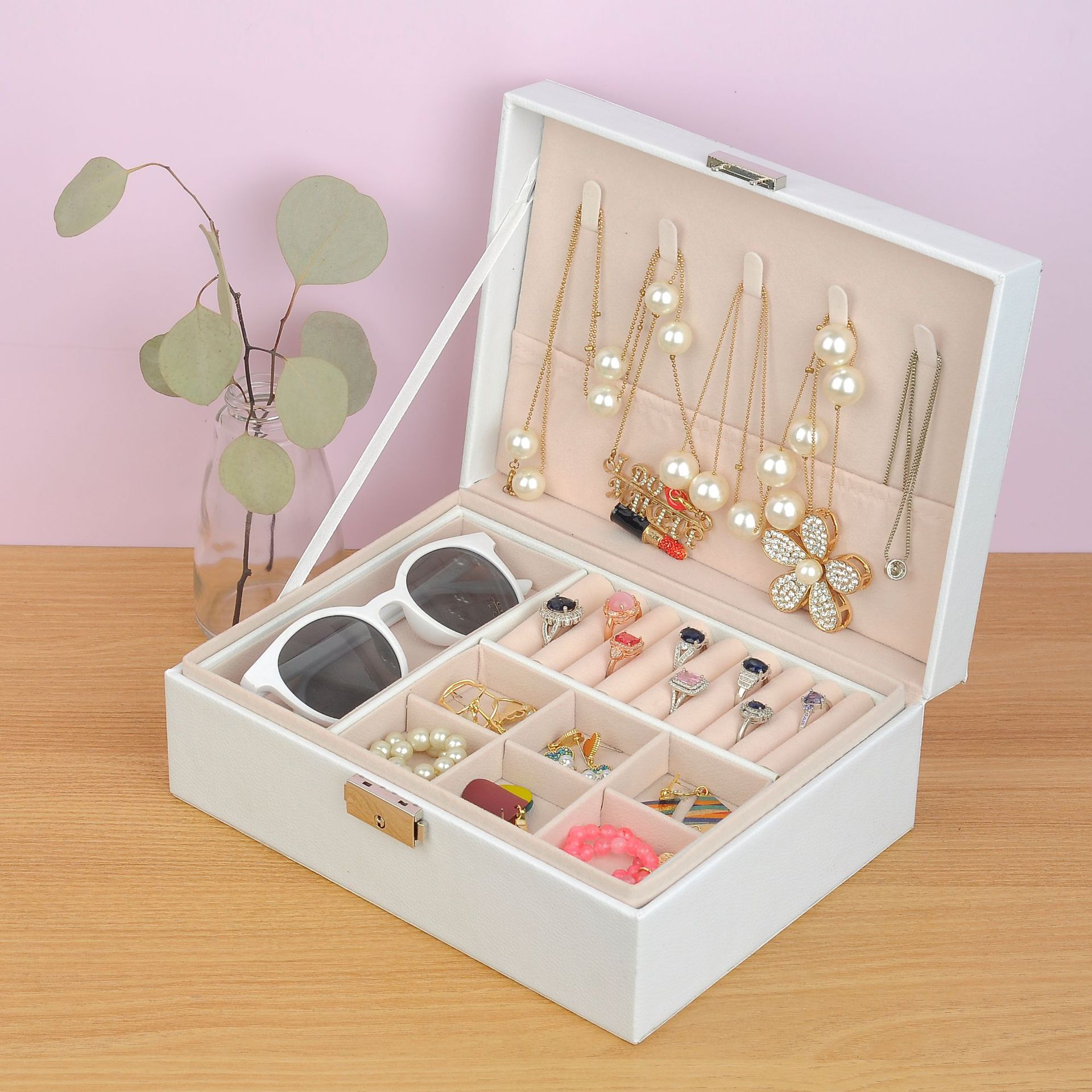 首饰收纳盒大容量女珠宝戒指耳钉项链手镯饰品收纳盒子首饰盒批发