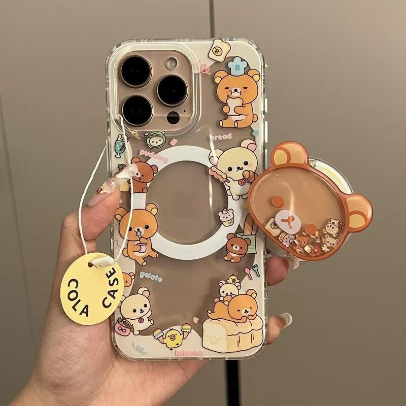 Super Cute and Easy Bear with Magnetic Stand Suitable for Samsung S25Ultra Mobile Phone Case S25S23 Soft S22/S21P