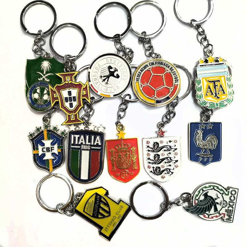 2026 Double-Sided Zinc Alloy Keychain National Team Enamel Exquisite Germany Portugal Football Car Key Pendant