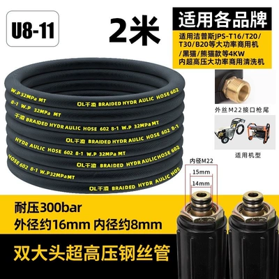 Explosion-Proof Steel Wire Pipe – High pressure car wash water gun - high-pressure-steel-wire-hose-2m-double-ferrule-8mm-inner-diameter-compatible-with-1415mm-ferrules