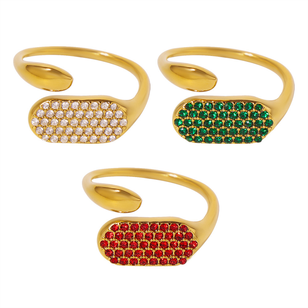 Square Sugar Full Diamond Zircon Open Adjustable Ring For Female Niche Design Titanium Steel Ring_voghion.com